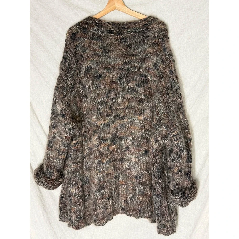 Chunky Knit Marled Wool Blend Cardigan Oversized Multicolored Women's Size XL+ - Picture 2 of 5